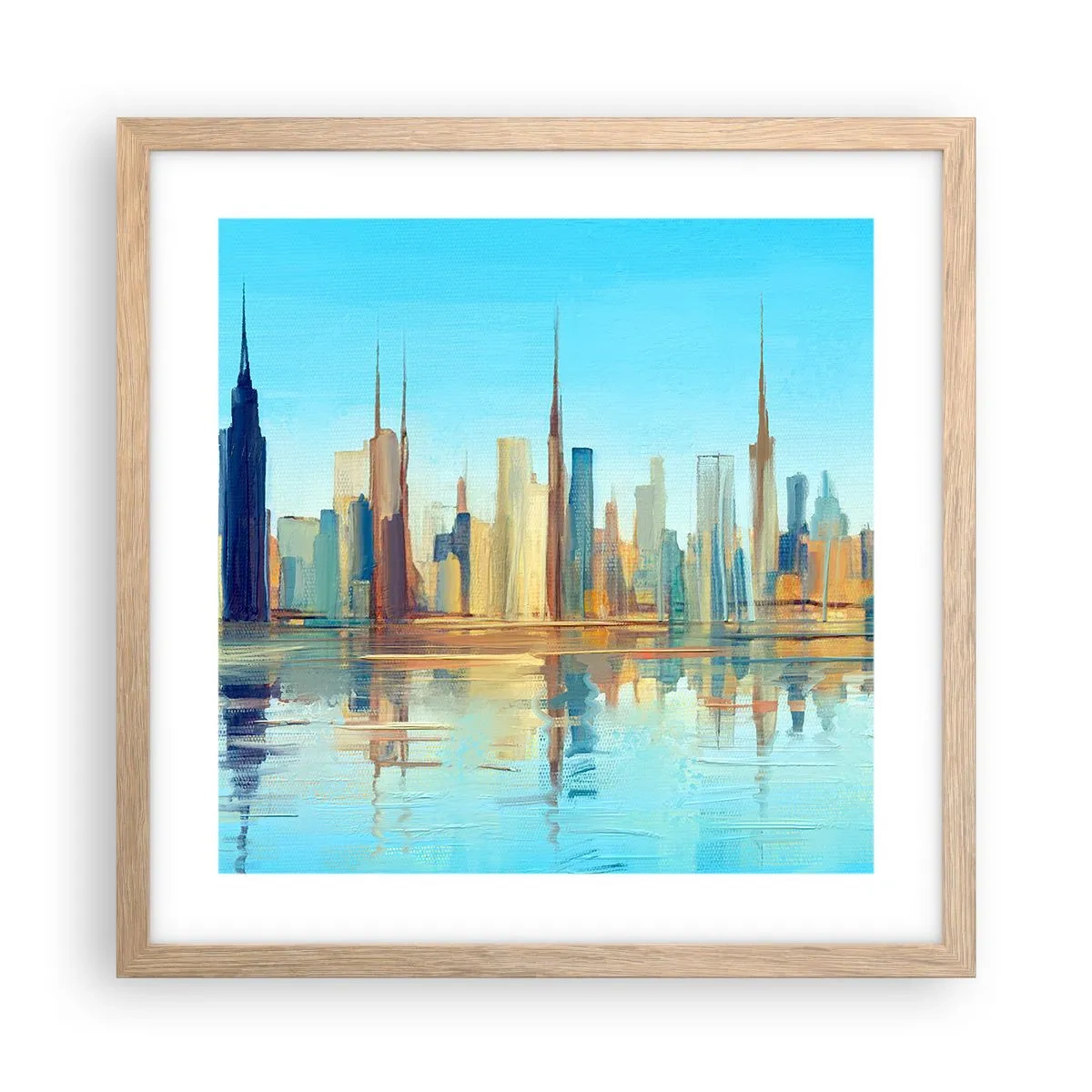 Affisch i ram av ljusek - Solig metropol - 40x40 cm