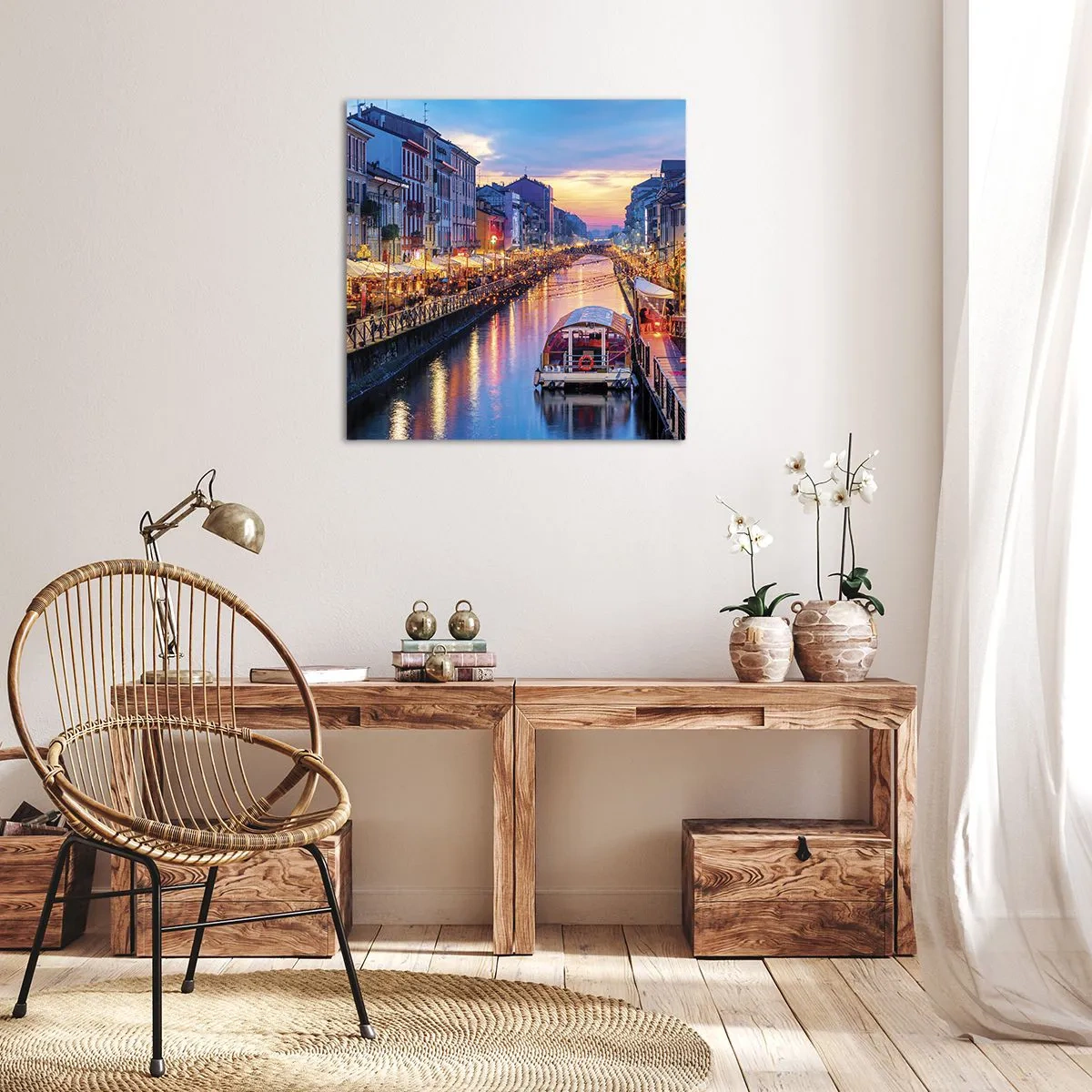 Canvastavla - Bild på duk - Ljusets och nöjets kväll - 40x40 cm