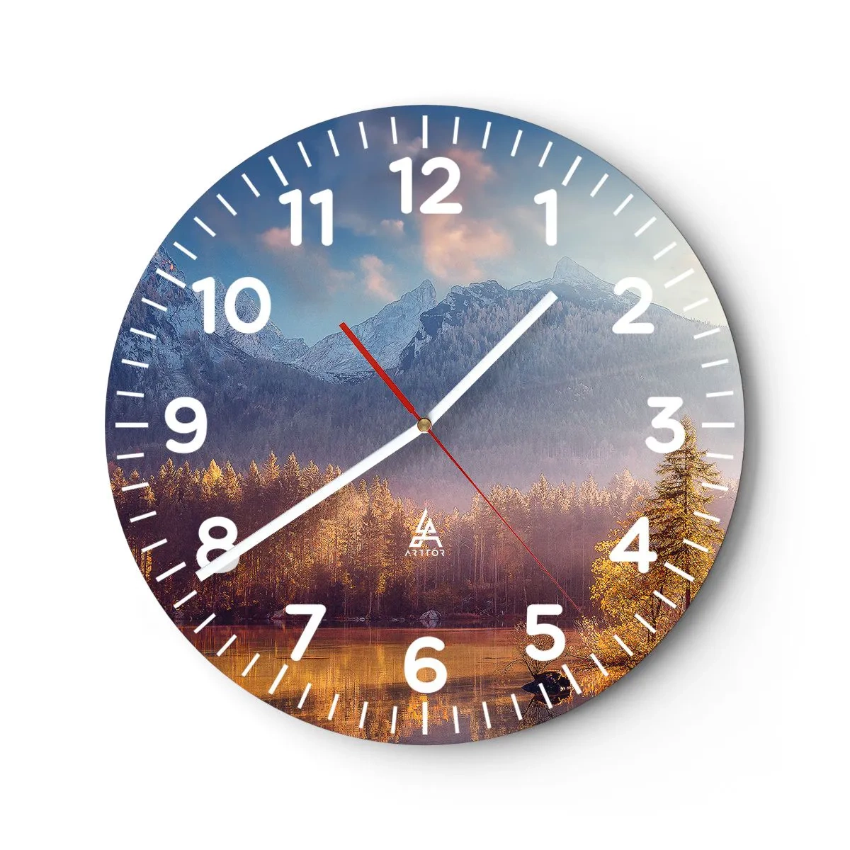 Väggklocka - Klocka på glas - I berg och dalar - 40x40 cm