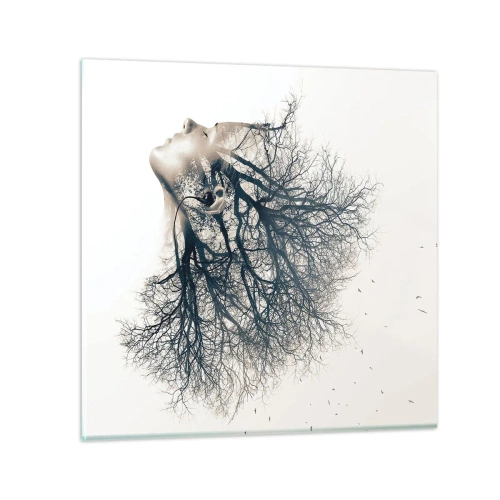 Glastavla - Bild på glas - Lyssnar på trädens viskningar - 30x30 cm