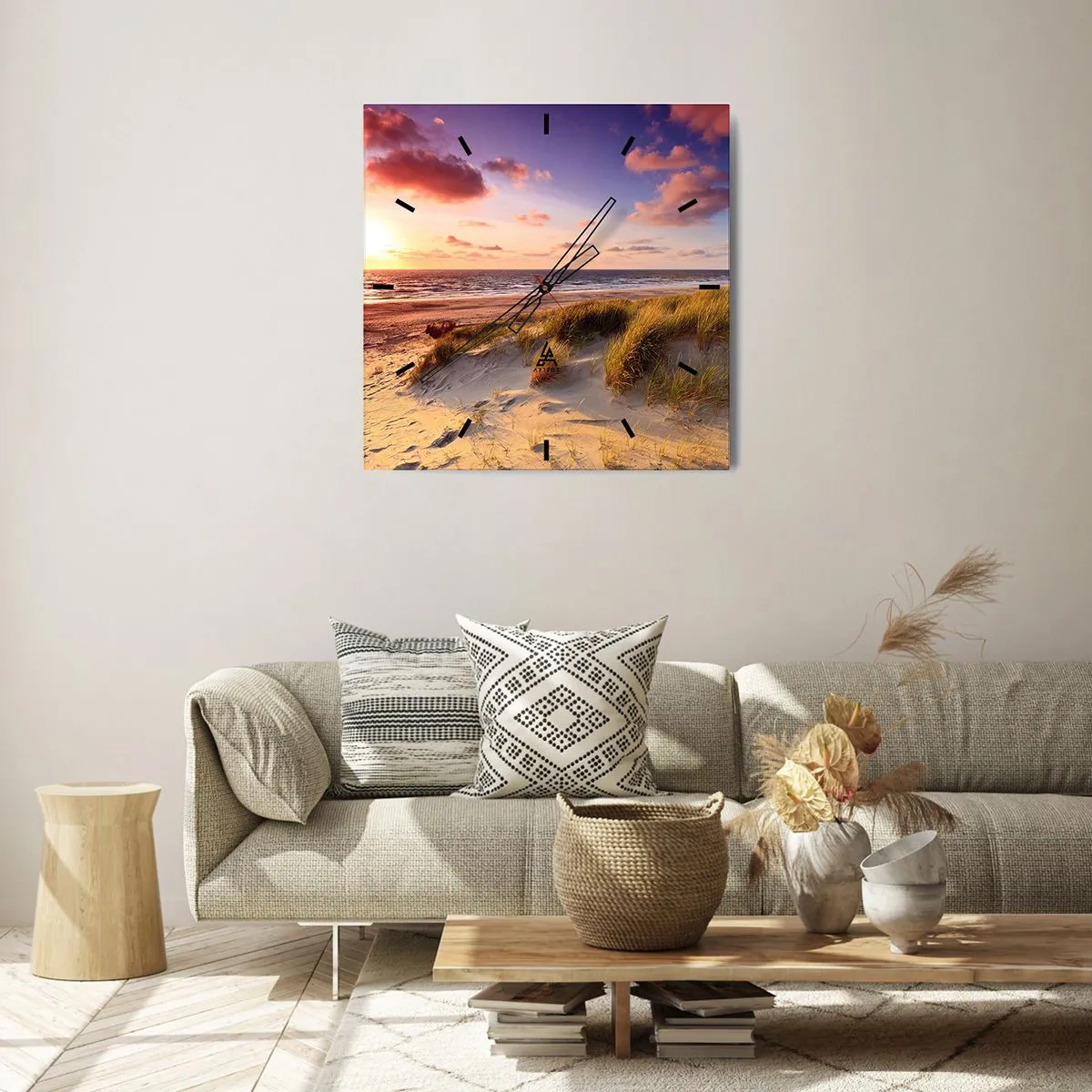 Väggklocka - Klocka på glas - Luften luktar sommar - 40x40 cm