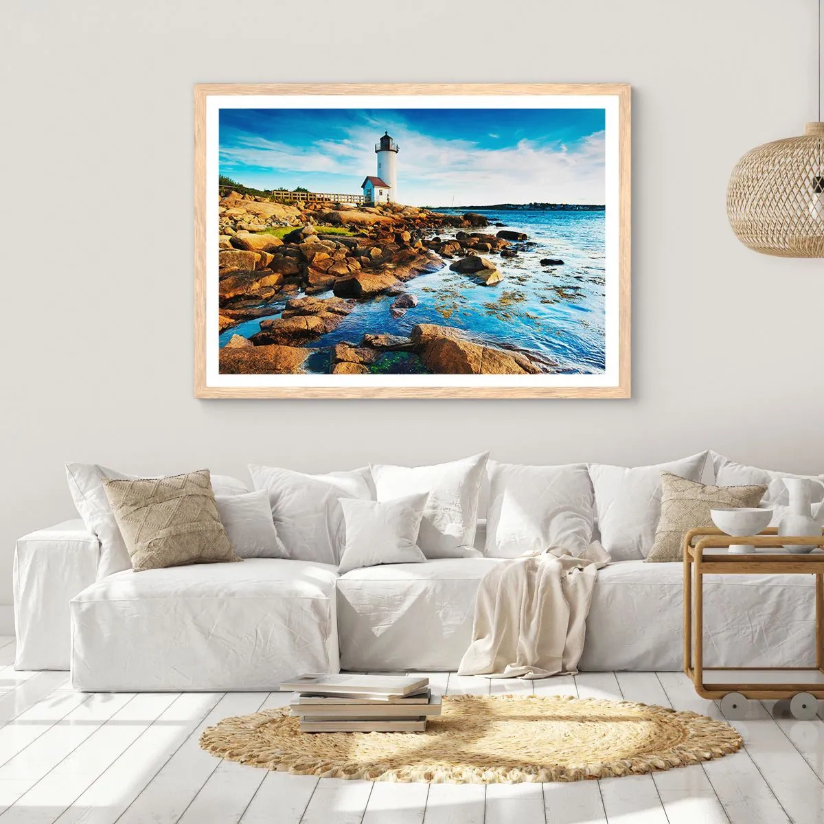 Affisch i ram av ljusek - Kom lyckligt tillbaka, jag väntar - 70x50 cm