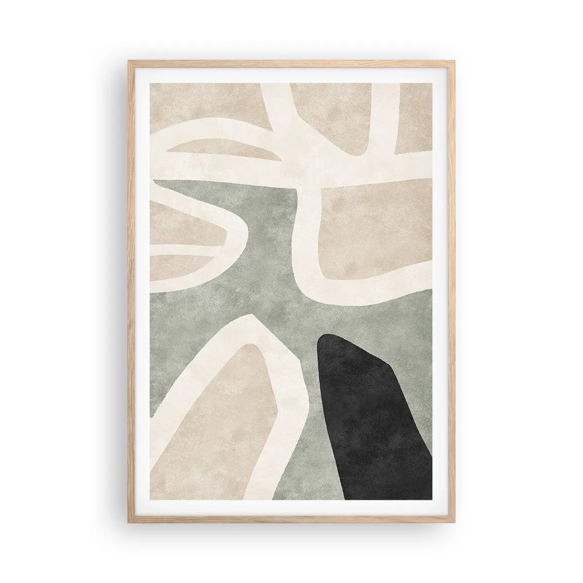 Affisch i ram av ljusek - Komposition med svart motiv - 70x100 cm