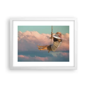 Affisch i vit ram - Lek i molnen - 40x30 cm