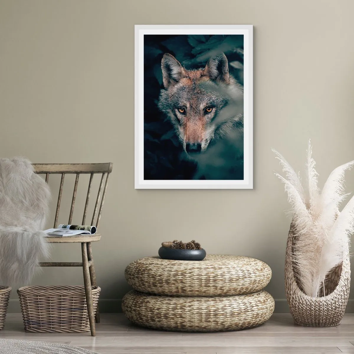 Affisch i vit ram - Jägare - 30x40 cm