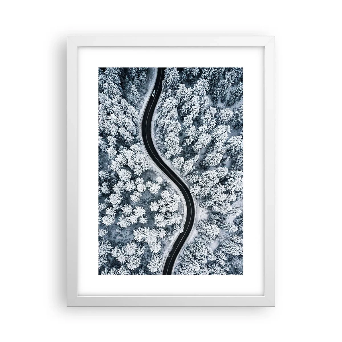 Affisch i vit ram - Genom vinterskogen - 30x40 cm