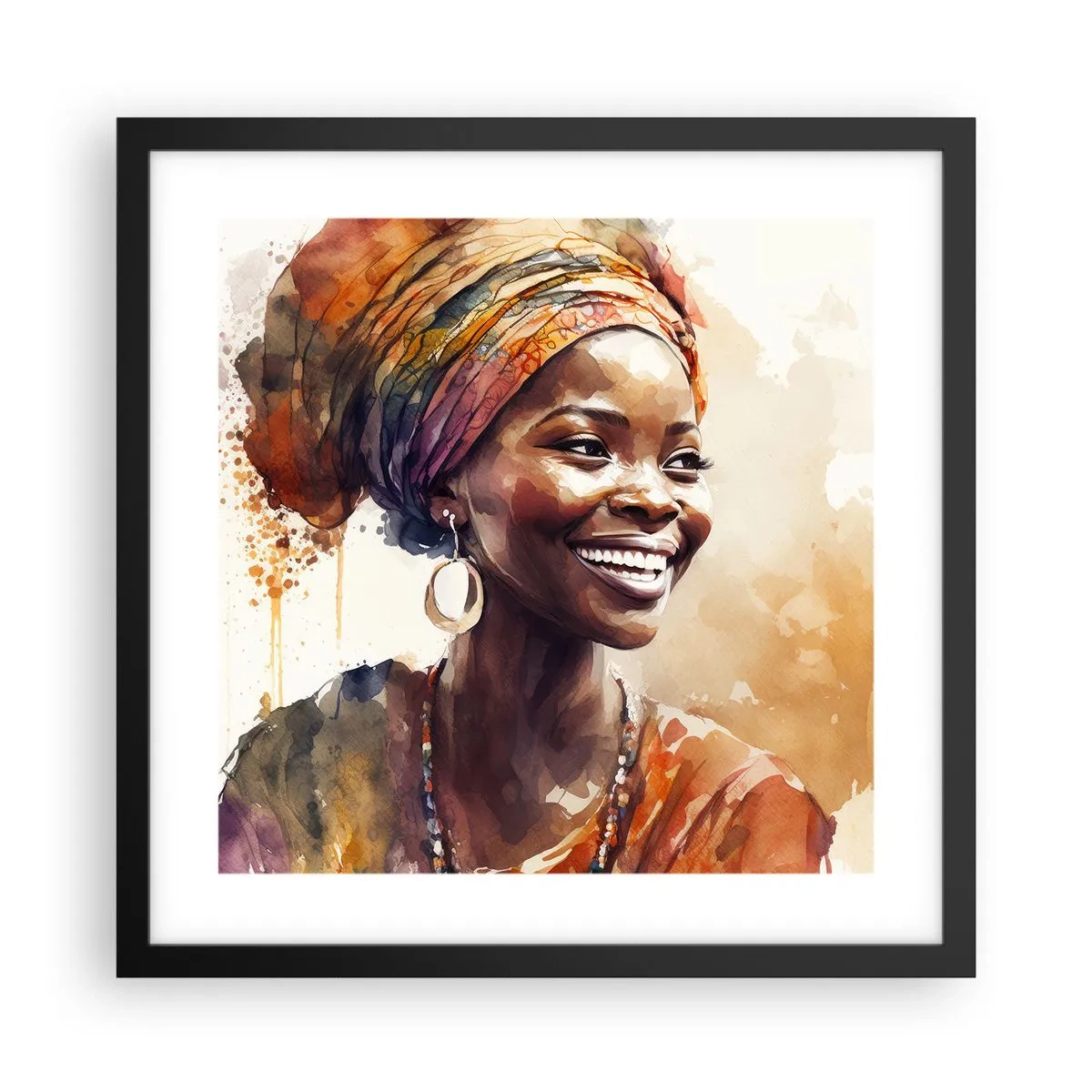 Affisch i svart ram - Afrikansk drottning - 40x40 cm
