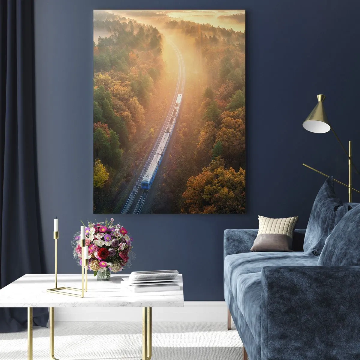 Glastavla - Bild på glas - Höstresa - 50x70 cm