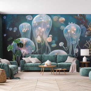 Fototapet Standard Eco - Undervattenbal - Manet, Djur, Djup - 150x105 cm
