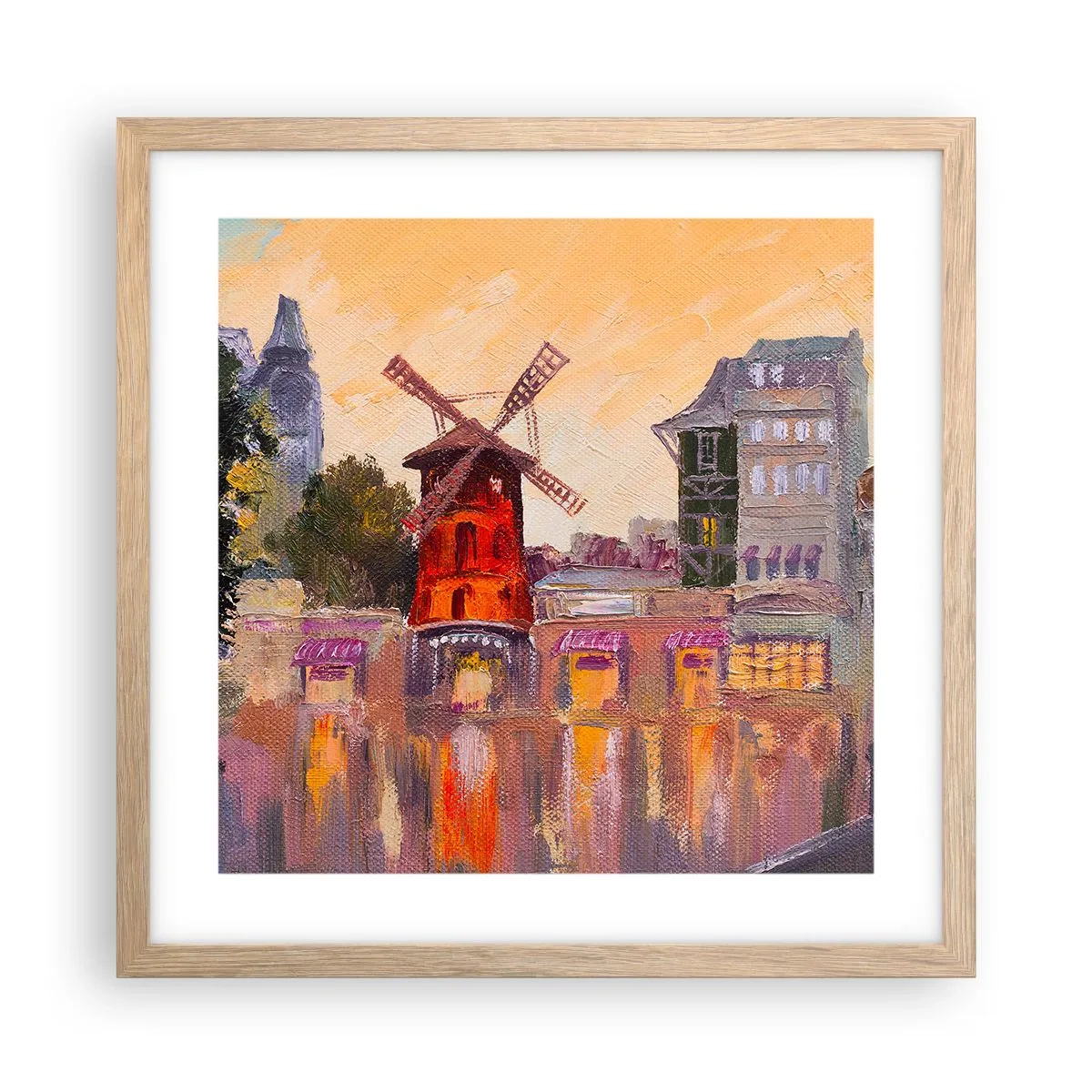 Affisch i ram av ljusek - Ikoner av Paris – Moulin Rouge - 40x40 cm