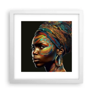 Affisch i vit ram - Afrikansk drottning - 30x30 cm