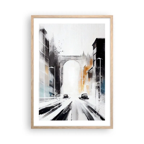 Affisch i ram av ljusek - Stadsstudie: arkitektur och rörelse - 50x70 cm
