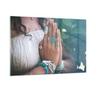 Glastavla - Bild på glas - Välkommen till existensens centrum - 120x80 cm