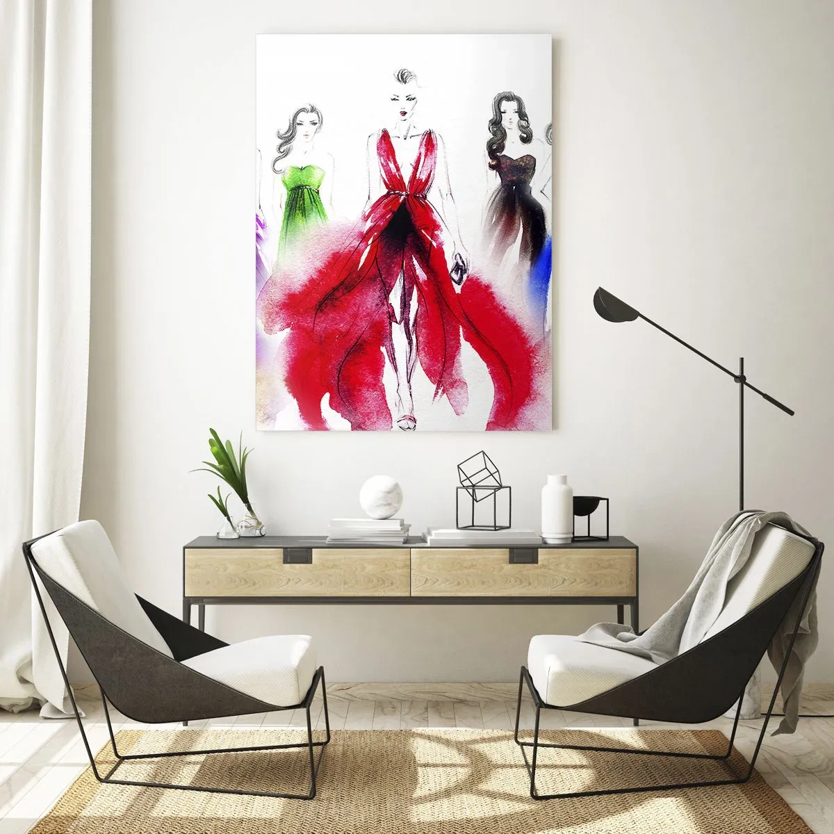 Glastavla - Bild på glas - Stämning för dräkter - 50x70 cm
