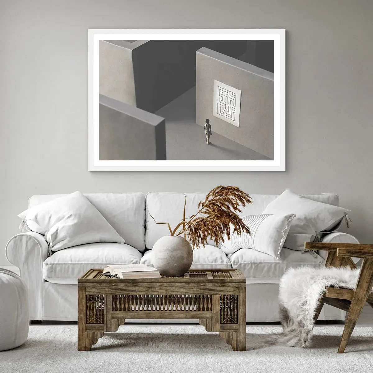 Affisch i vit ram - Men var är jag? - 100x70 cm