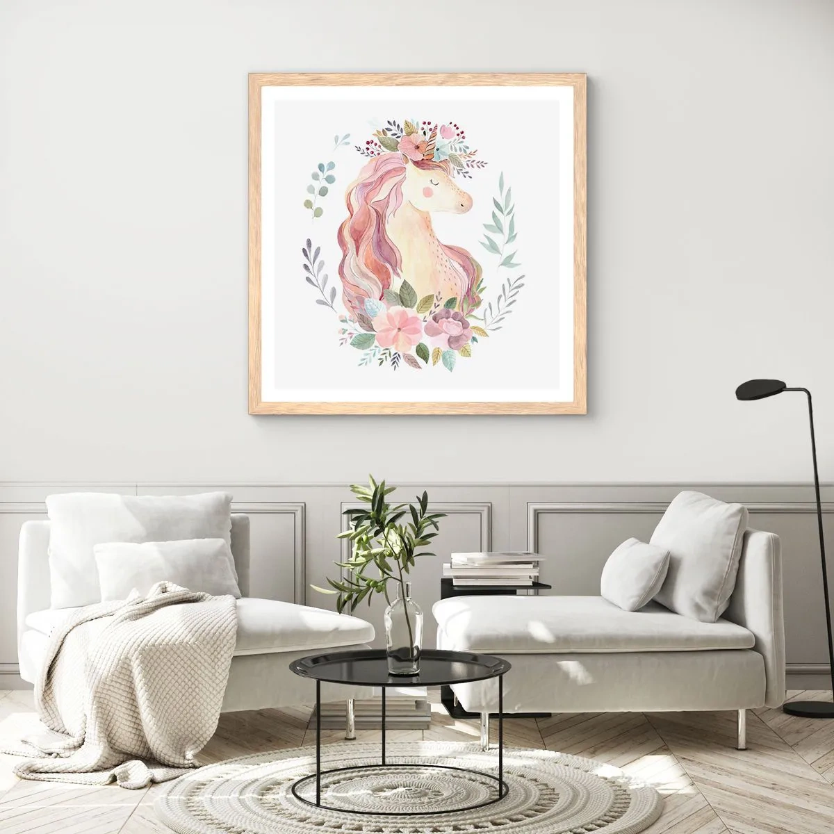 Affisch i ram av ljusek - En inbjudan till sagornas värld - 30x30 cm