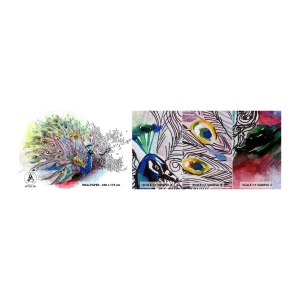 Provbit av fototapet Premium Canvas - Med stolthet mot det gråa  - Fågel, Påfågel, Fjädrar - 100x30 cm