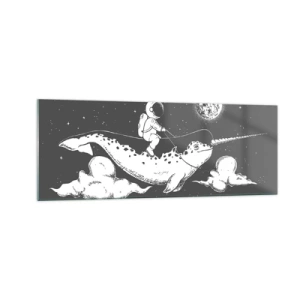 Glastavla - Bild på glas - Rymdryttare - 140x50 cm