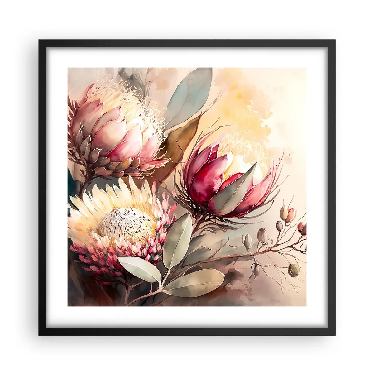 Affisch i svart ram - Från profil och en face - 50x50 cm