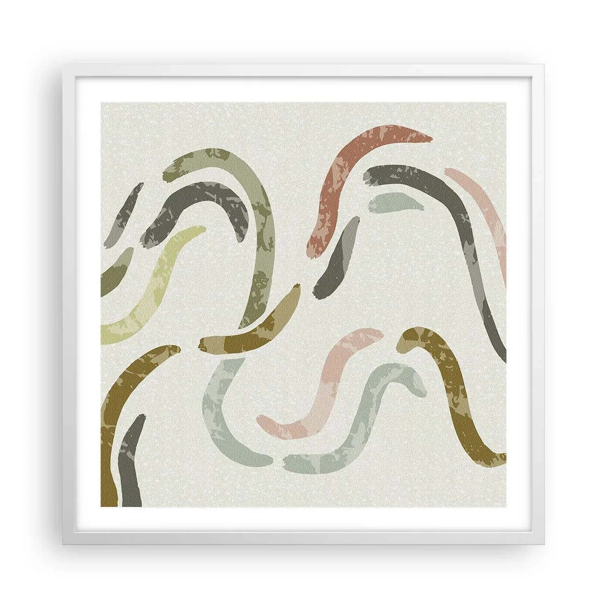 Affisch i vit ram - Abstraktionens glada dans - 60x60 cm