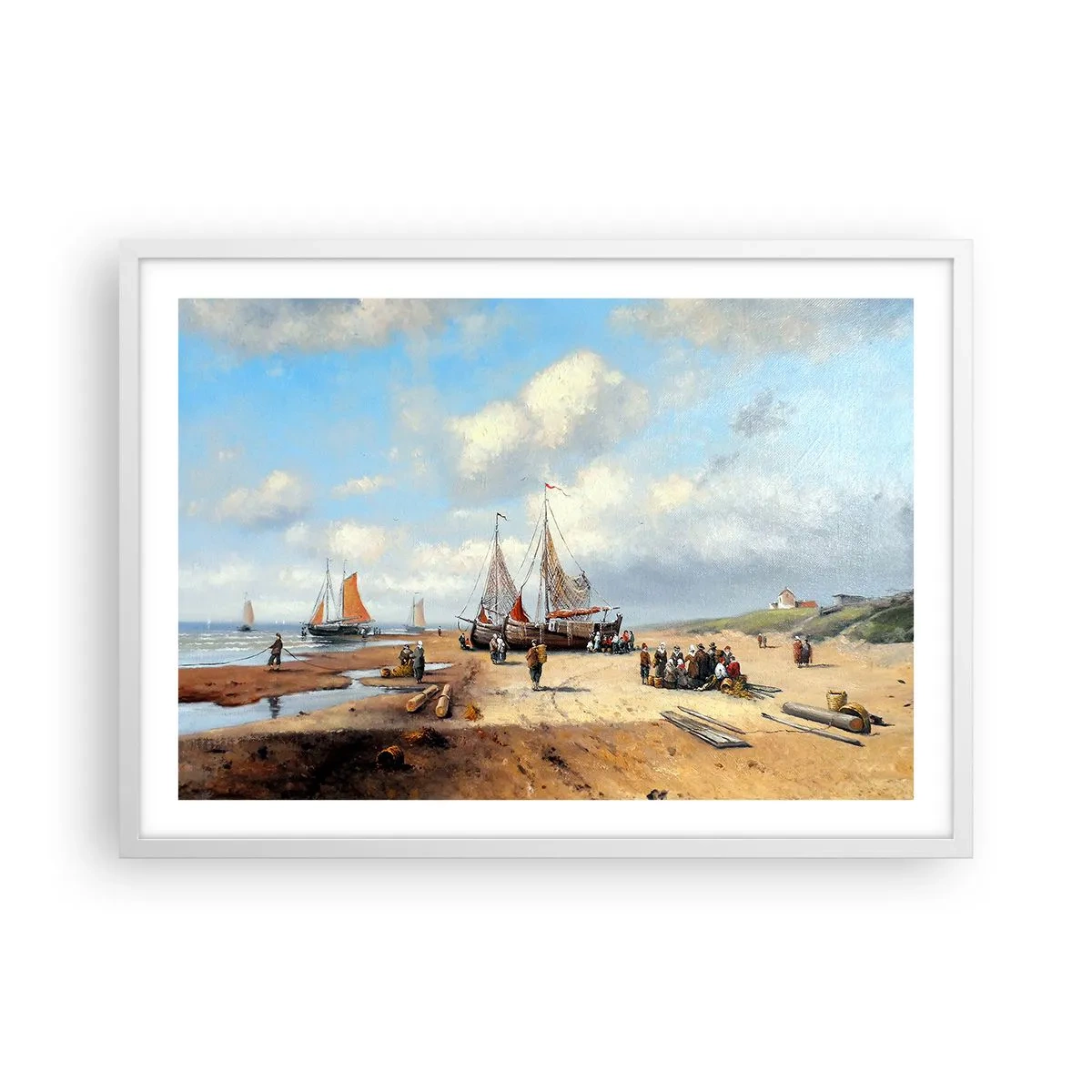 Affisch i vit ram - Efter en lyckad fångst - 70x50 cm