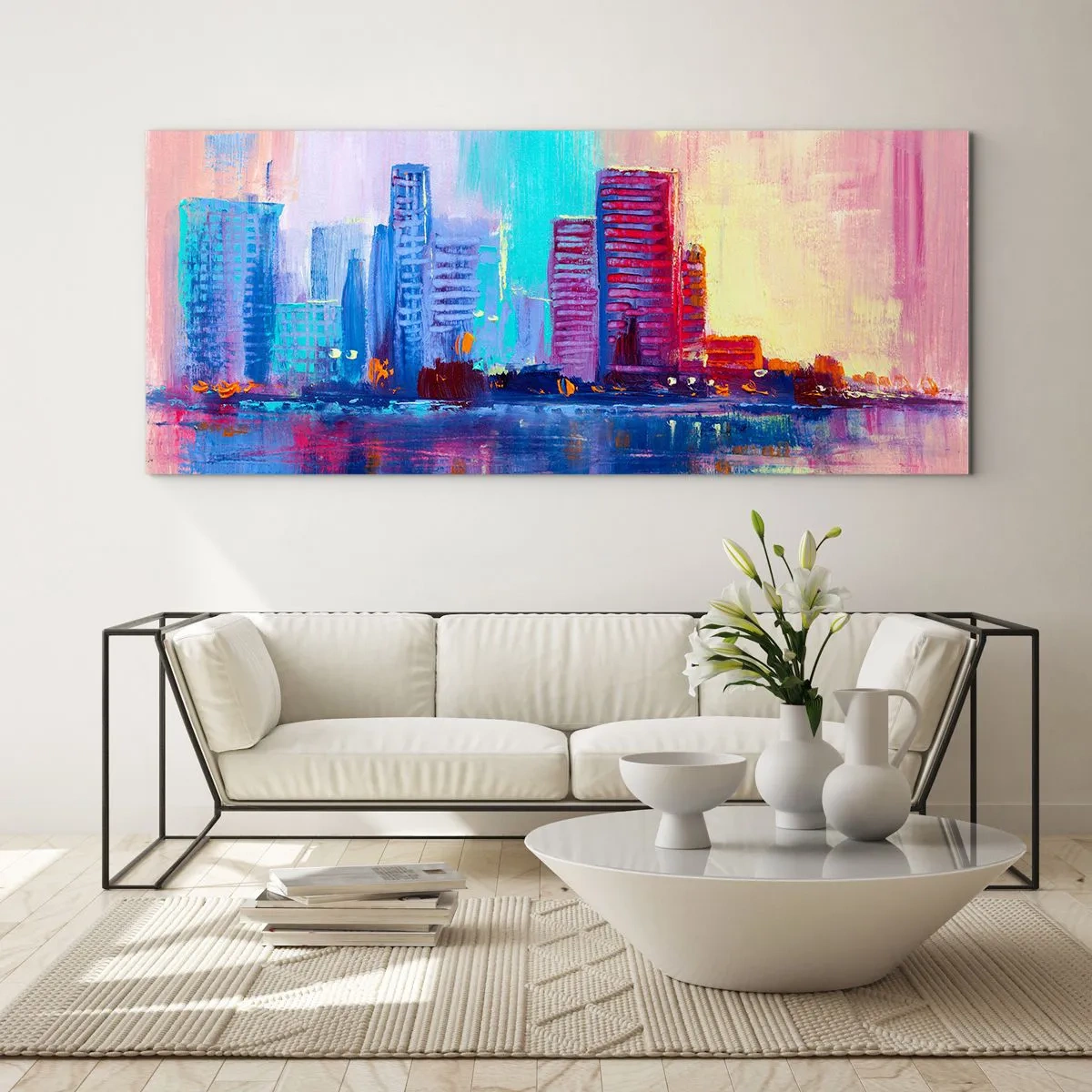 Glastavla - Bild på glas - Doppade i färger - 100x40 cm