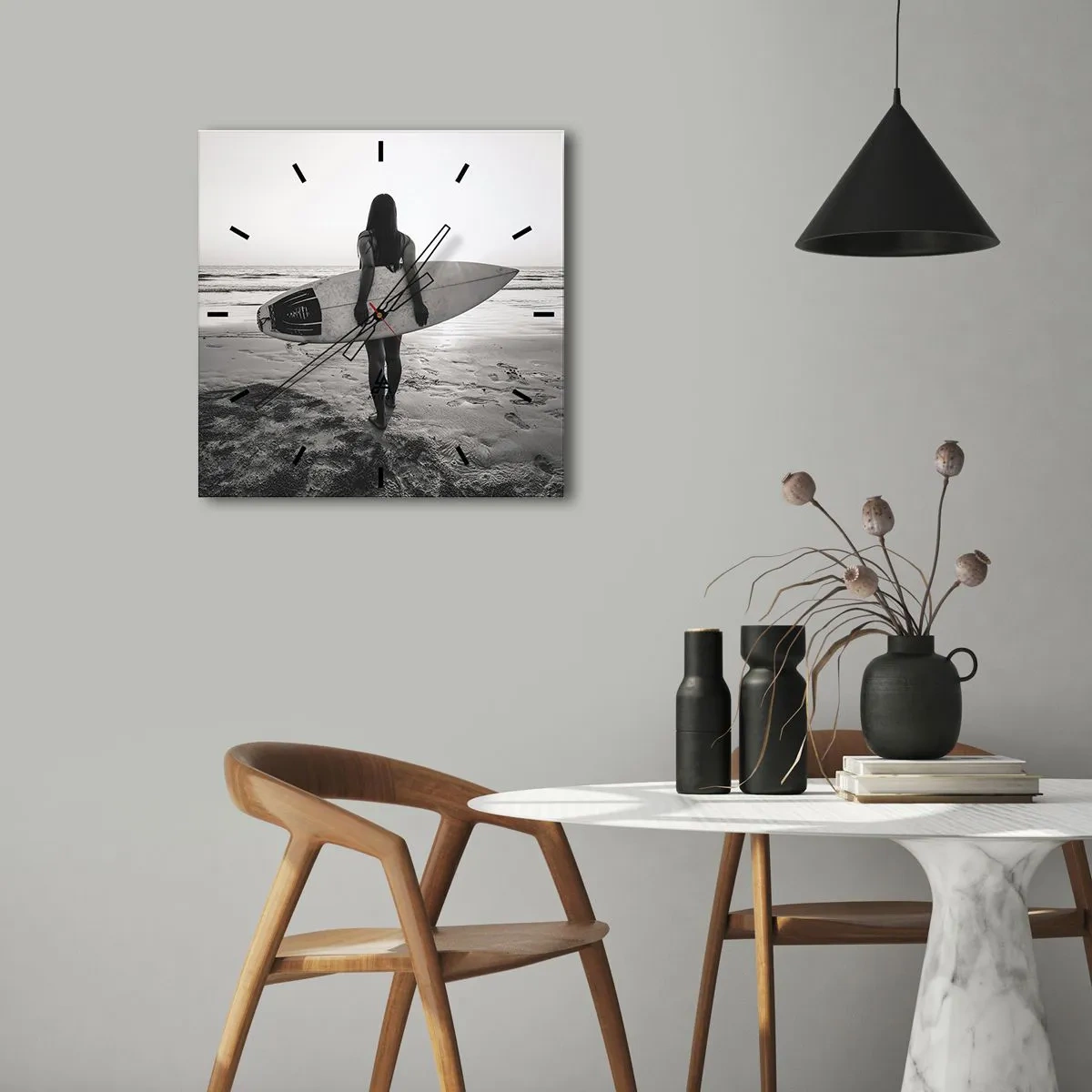 Väggklocka - Klocka på glas - Havsvågens dotter - 40x40 cm