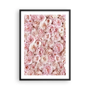 Affisch i svart ram - Ett romantiskt arrangemang av rosa blommor i närbild - 50x70cm - Strödd med rosor - Modern väggdekoration för vardagsrum och sovrum ARTTOR