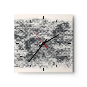 Väggklocka - Klocka på glas - Dimmig komposition - 40x40 cm