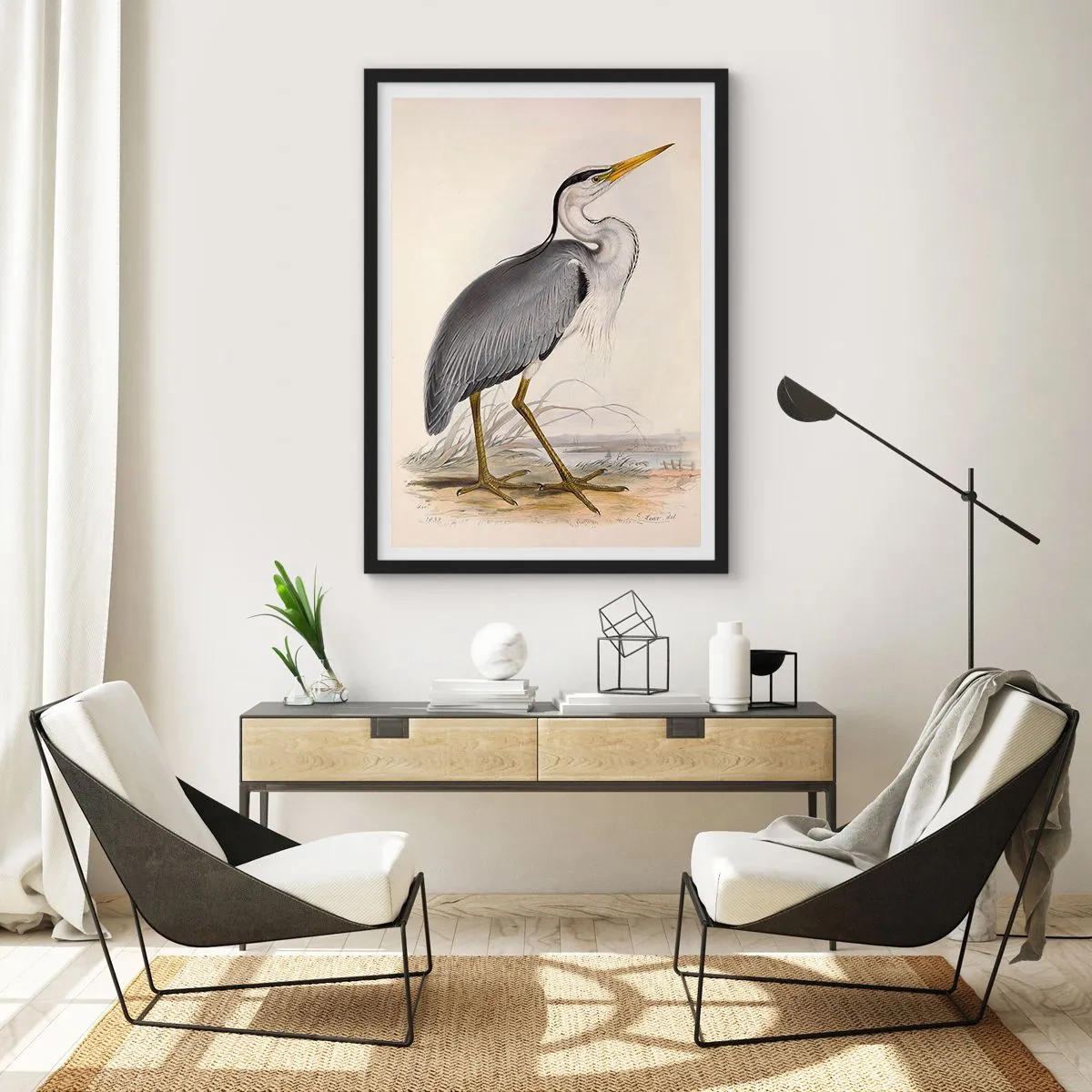 Affisch i svart ram - Herons nåd - 50x70cm - Hägers charm - Modern väggdekoration för vardagsrum och sovrum ARTTOR
