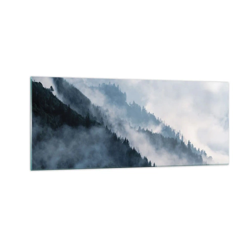 Glastavla - Bild på glas - Fjällens mystik - 100x40 cm