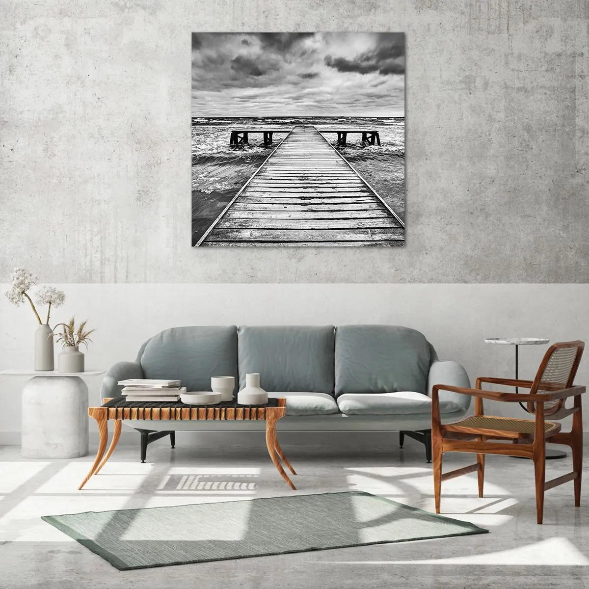 Glastavla - Bild på glas - Jag väntar på vind som blåser bort... - 70x70 cm