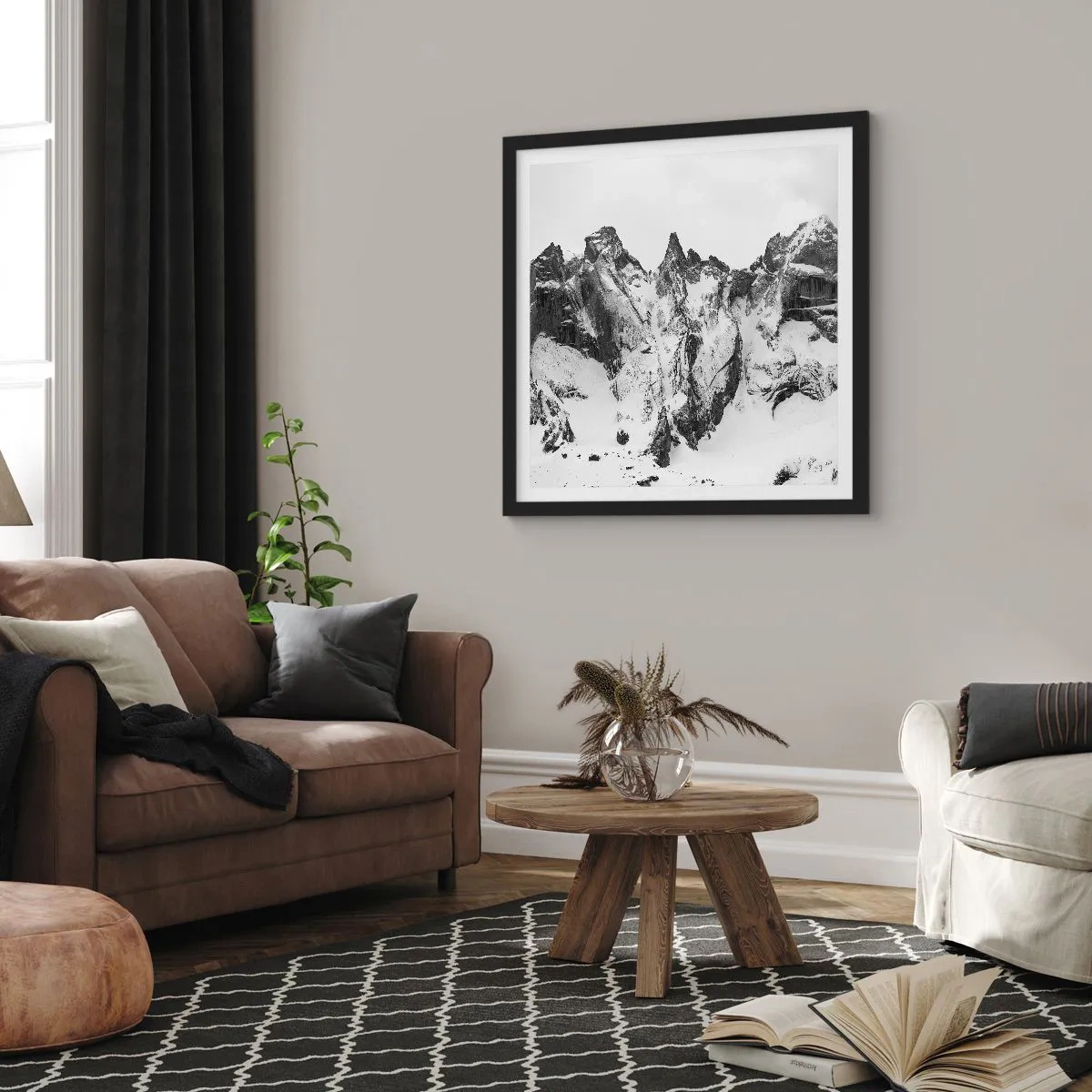 Affisch i svart ram - Granitfarlig bergsrygg - 30x30 cm