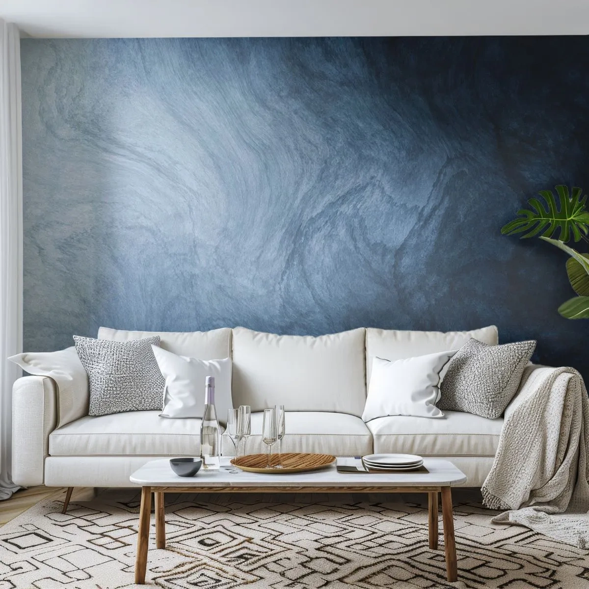 Fototapet Standard Eco - Abstrakt djup i nyanser av marinblått och grått - 100x70cm - Nå djupt in - Modern väggdekoration för vardagsrum och sovrum ARTTOR