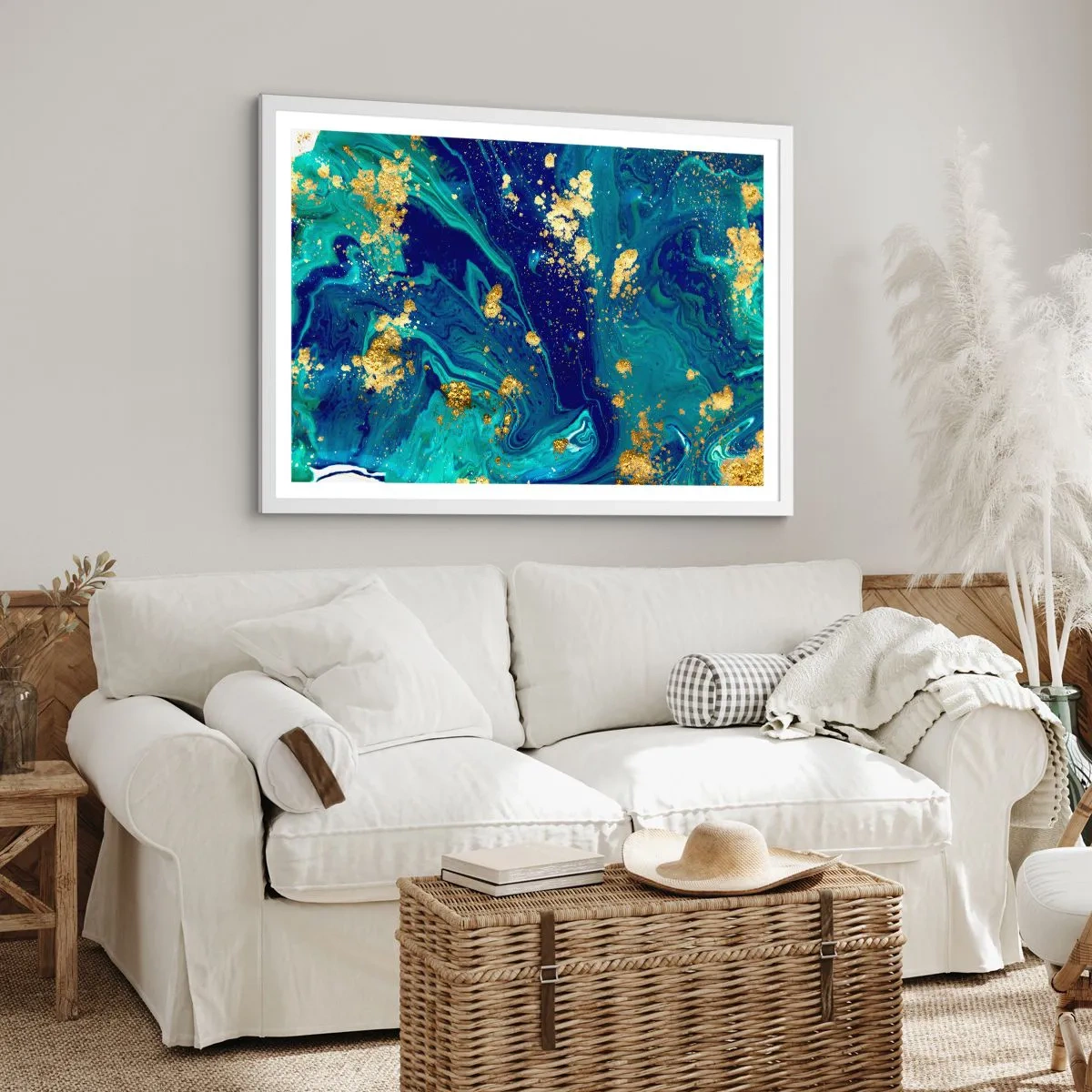 Affisch i vit ram - Solflingor - 100x70 cm