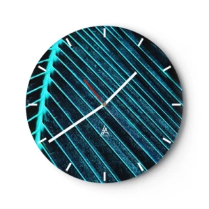 Väggklocka - Klocka på glas - Grön textur - 40x40 cm