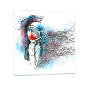 Glastavla - Bild på glas - Ensam med rymden - 50x50 cm