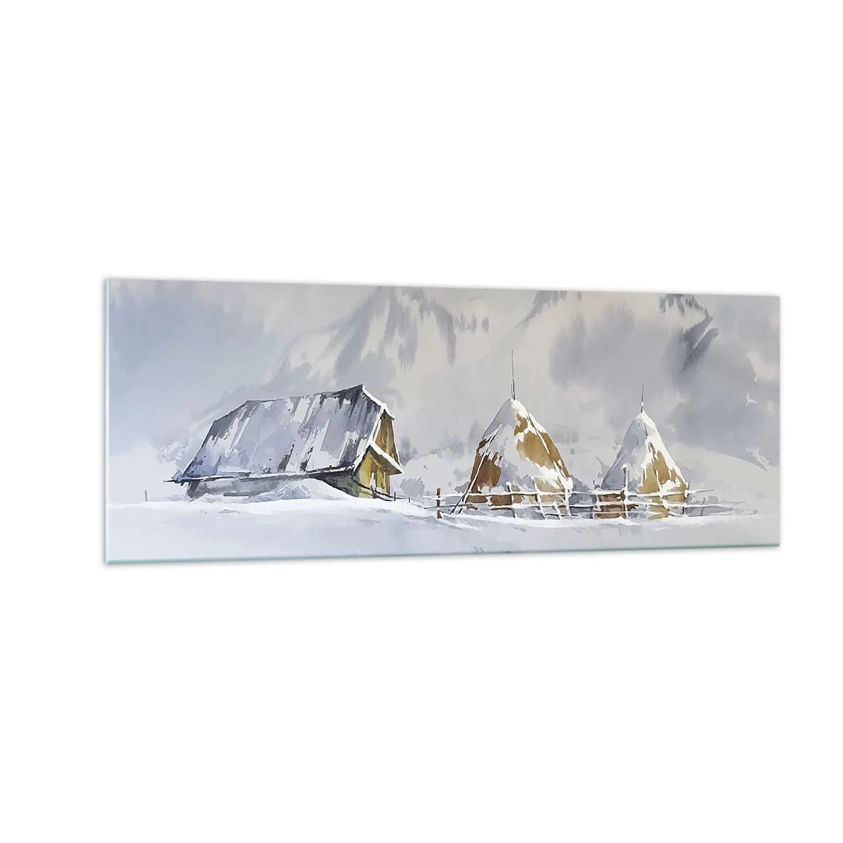 Glastavla - Bild på glas - I snödalen - 140x50 cm