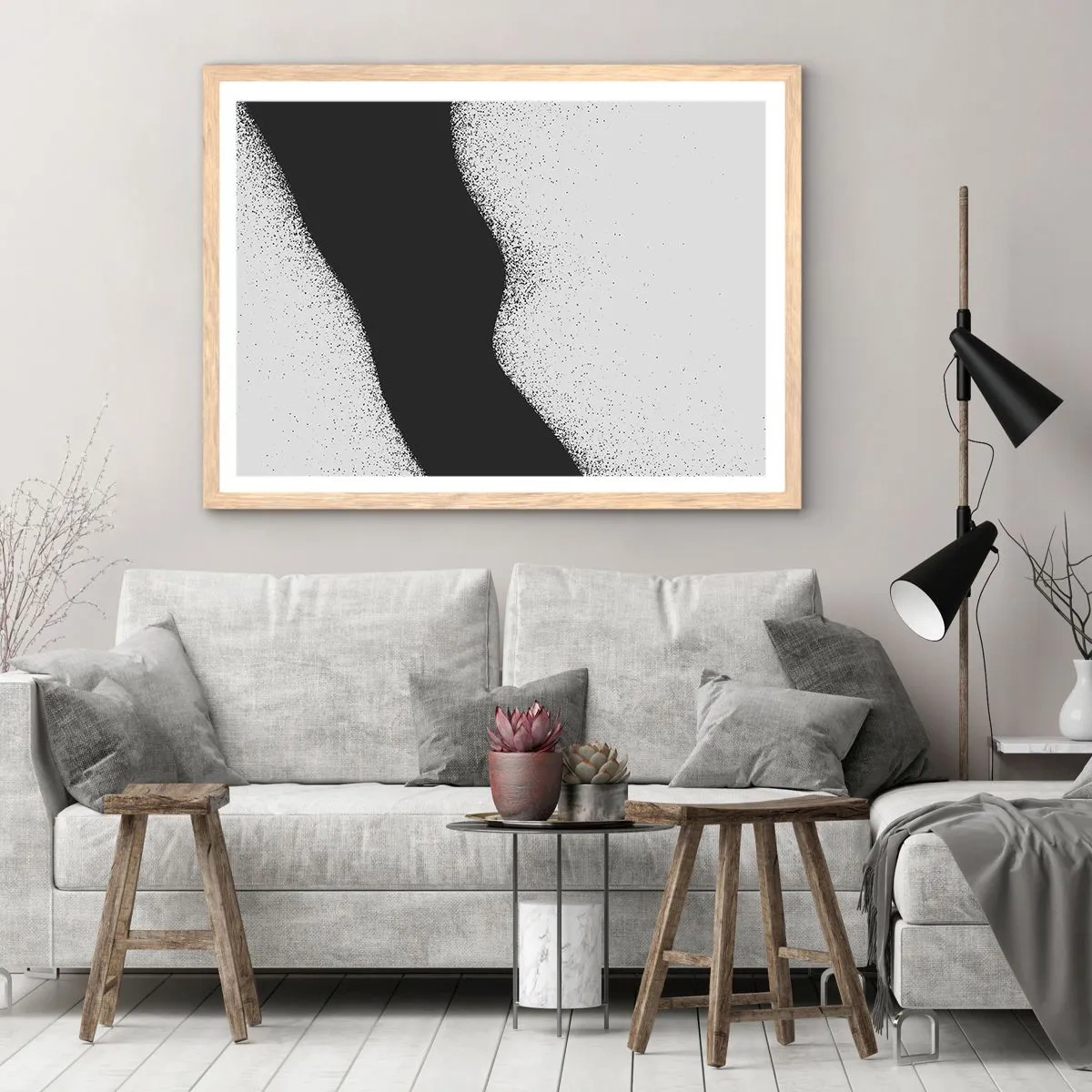 Affisch i ram av ljusek - Flytande balans - 100x70 cm