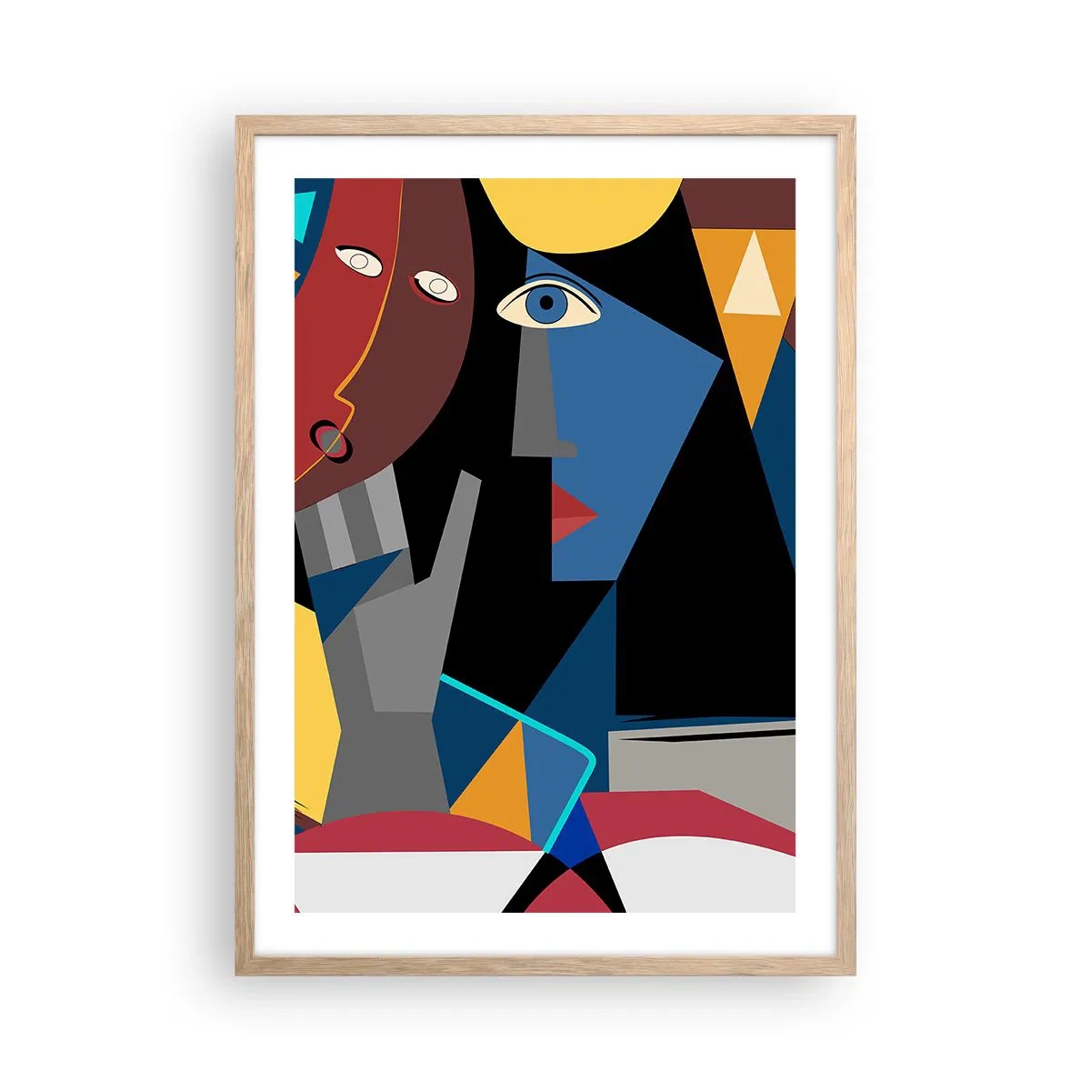 Affisch i ram av ljusek - Kubistiskt samtal - 50x70 cm
