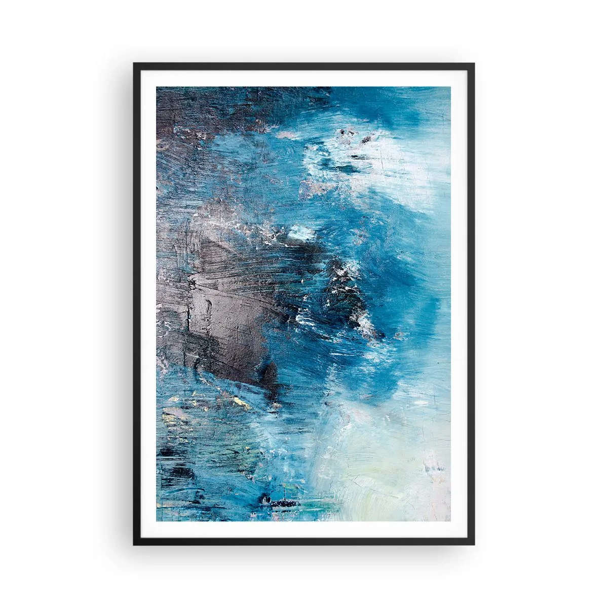 Affisch i svart ram - Blå rapsodi - 70x100 cm
