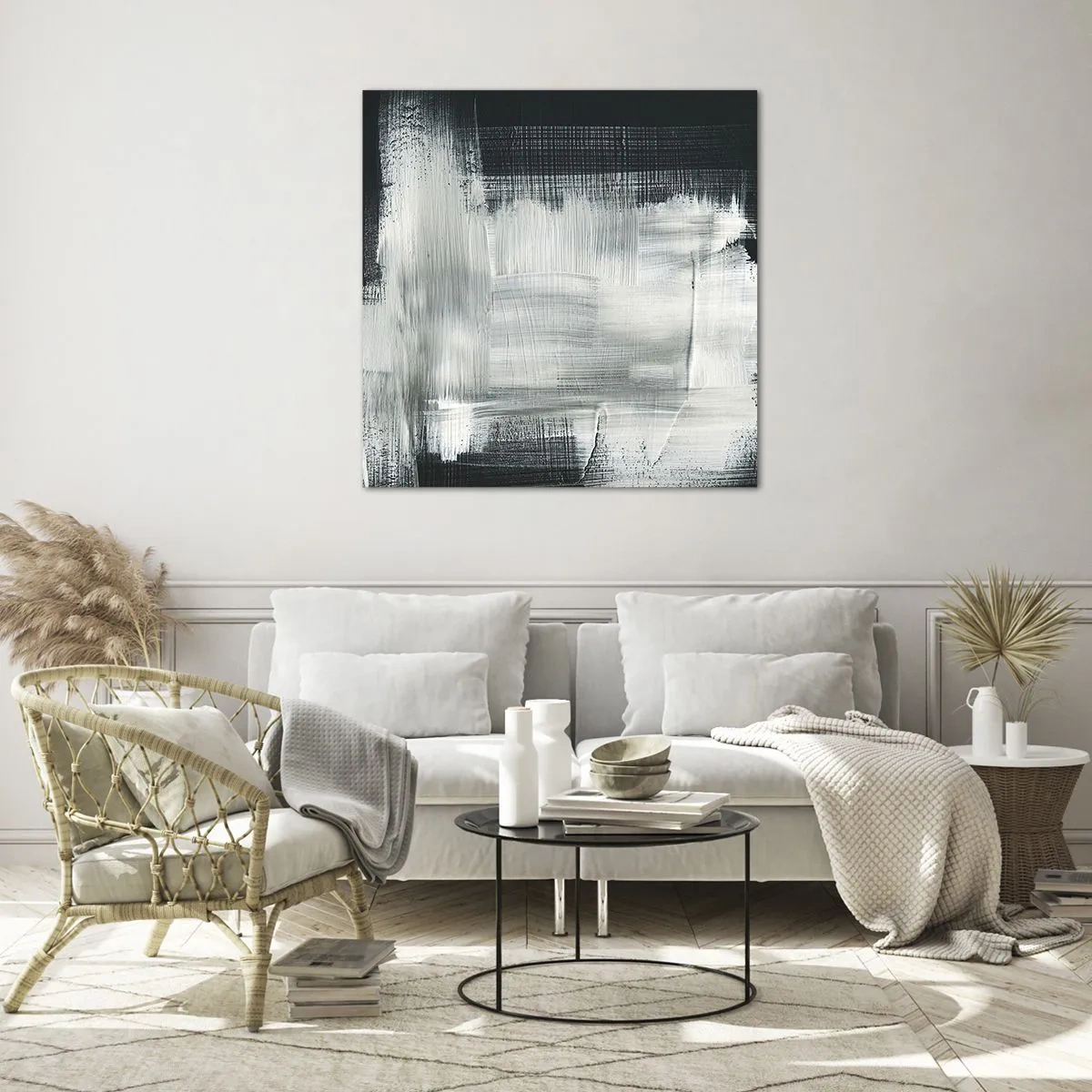 Glastavla - Bild på glas - Vävd av det vertikala och horisontella - 60x60 cm