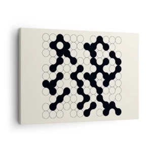Canvastavla - Bild på duk - Svartvita mönster med cirklar på en ljus bakgrund - 70x50cm - Kinesiskt spel - variation - Modern väggdekoration för vardagsrum och sovrum ARTTOR