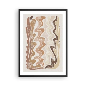 Affisch i svart ram - En abstrakt komposition i varma beige nyanser. - 50x70cm - Bra energi - bra känslor - Modern väggdekoration för vardagsrum och sovrum ARTTOR