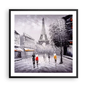 Affisch i svart ram - Promenad i Paris - 60x60 cm
