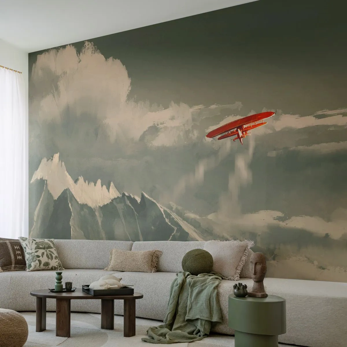 Fototapet Standard Eco - Orädd pionjär - Abstraktion, Plan, Bergslandskap - 300x210 cm