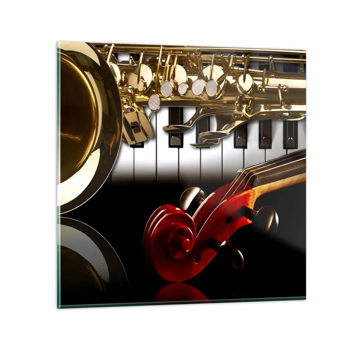 Glastavla - Bild på glas - Plåt, trä och elfenben - 50x50 cm