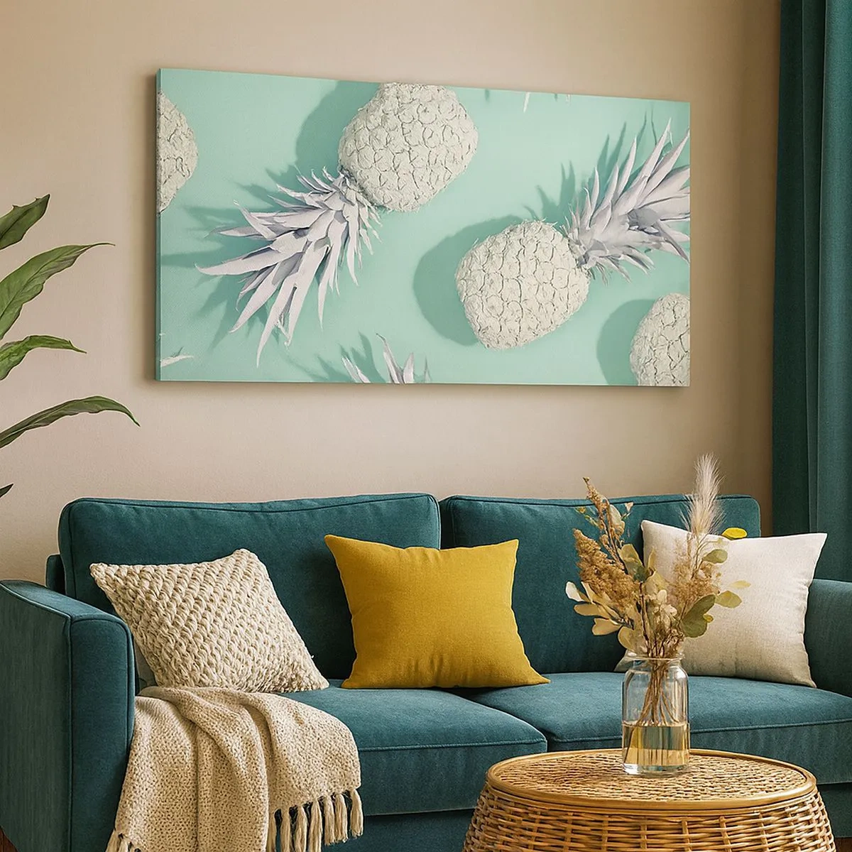 Canvastavla - Bild på duk - Passar utmärkt med mynta - 100x40 cm