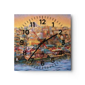 Väggklocka - Klocka på glas - Istanbul-berättelse - 30x30 cm