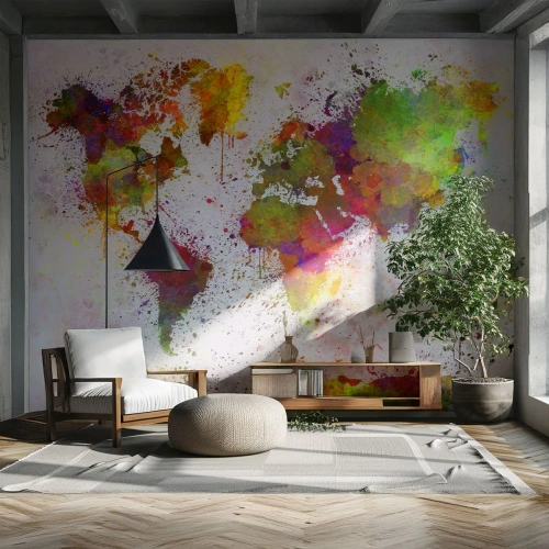 Fototapet Premium Canvas - Det blev bara så - Världskarta, Kontinenter, Bit - 250x175 cm